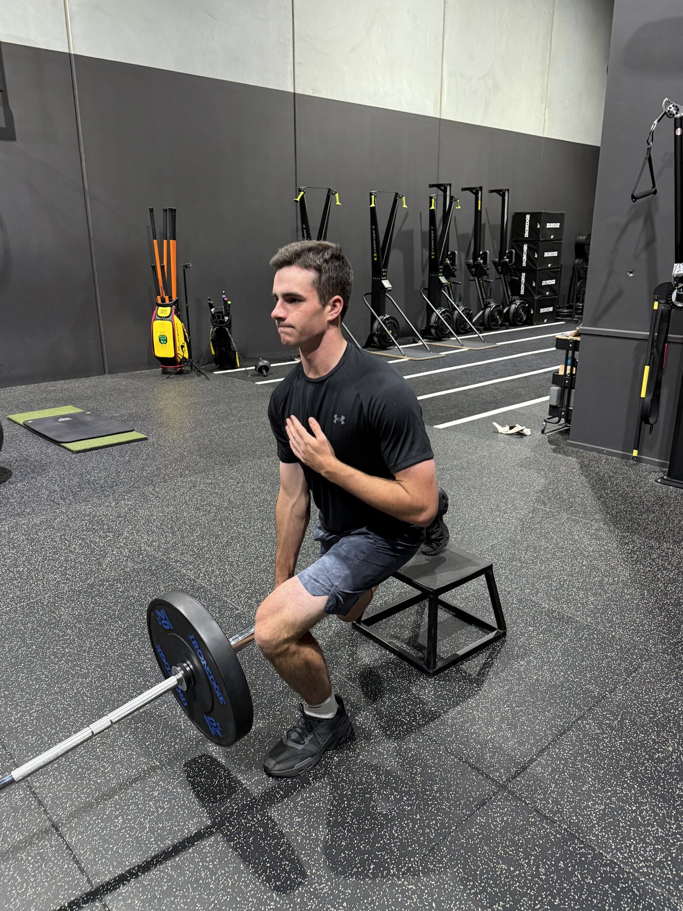 Hamish completing a unilateral lower-body strength exercise